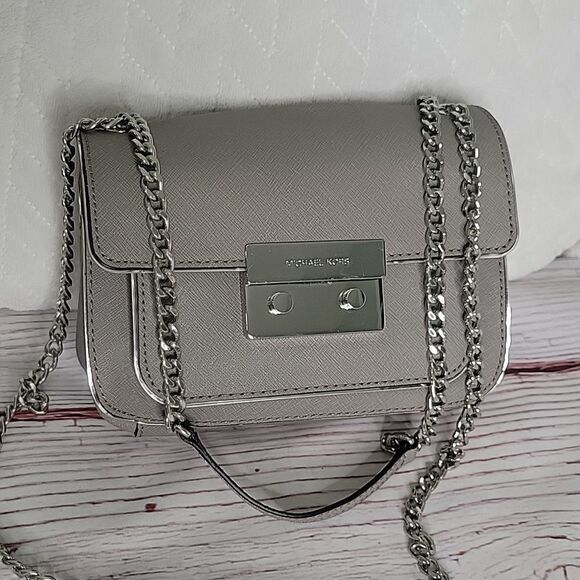 MICHAEL KORS Sloan Gray Saffiano Leather Crossbody Bag - Picture 2 of 9